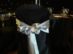 Black Chair Cover Silver Silk Sash